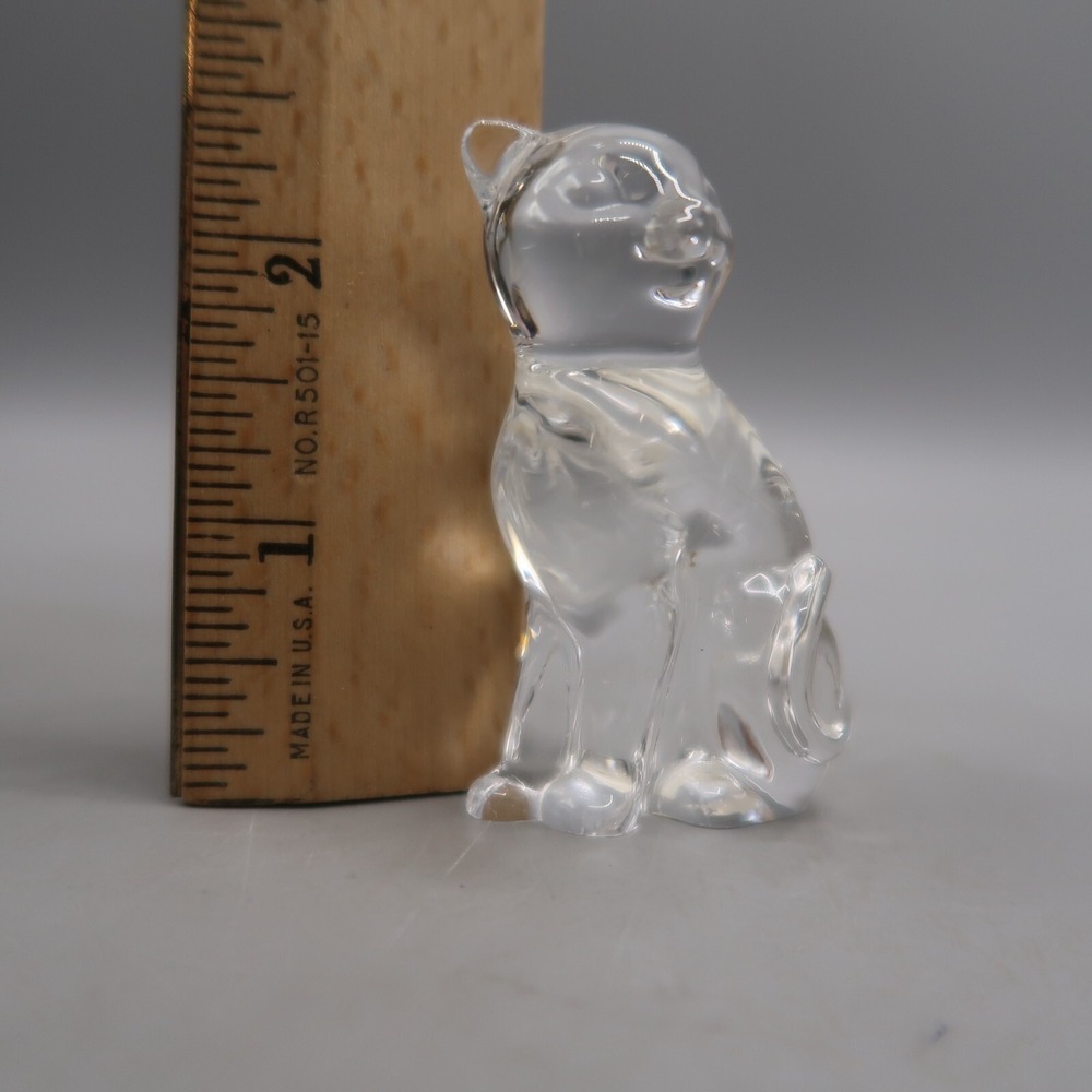 Vintage Lenox Small Crystal Cat Figurine Sitting 2 inch tall - Picture 3 of 5